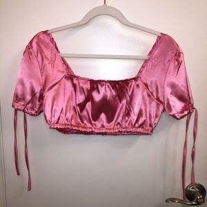 Satin pink crop top